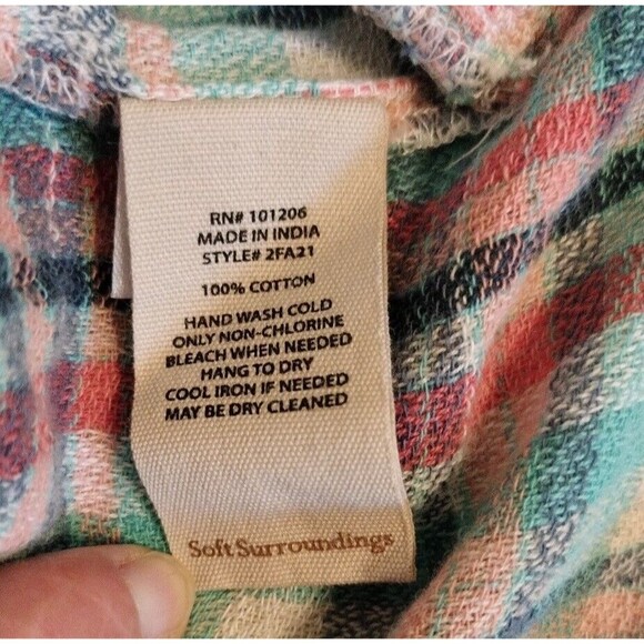 Soft Surroundings Womens M Emerson Plaid Tunic Shirt Roll Tab Sleeves Multicolor - Picture 8 of 10